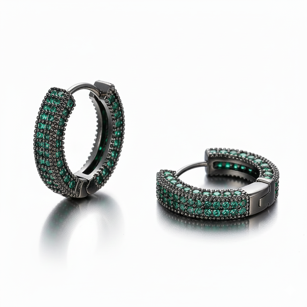 Emerald Micro-Pavé Hoops