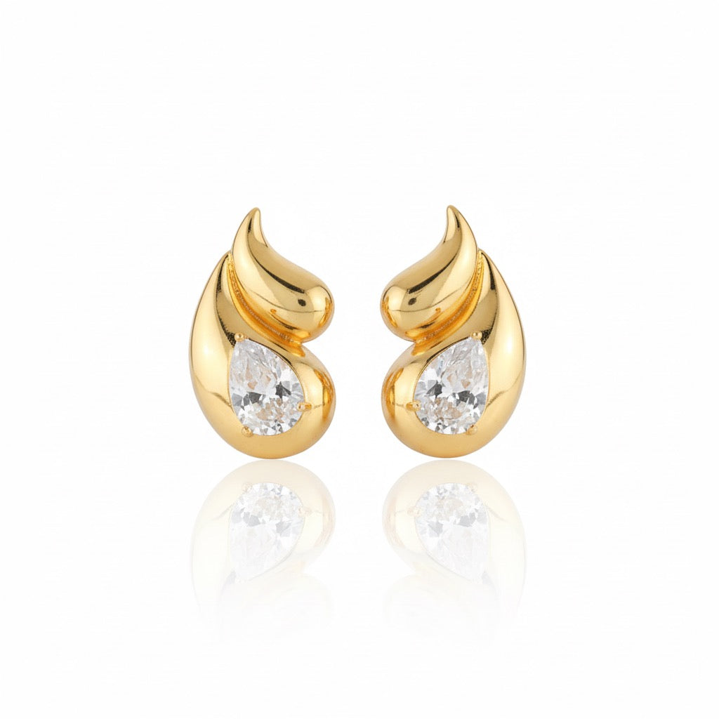 Golden Glow CZ Statement Earrings