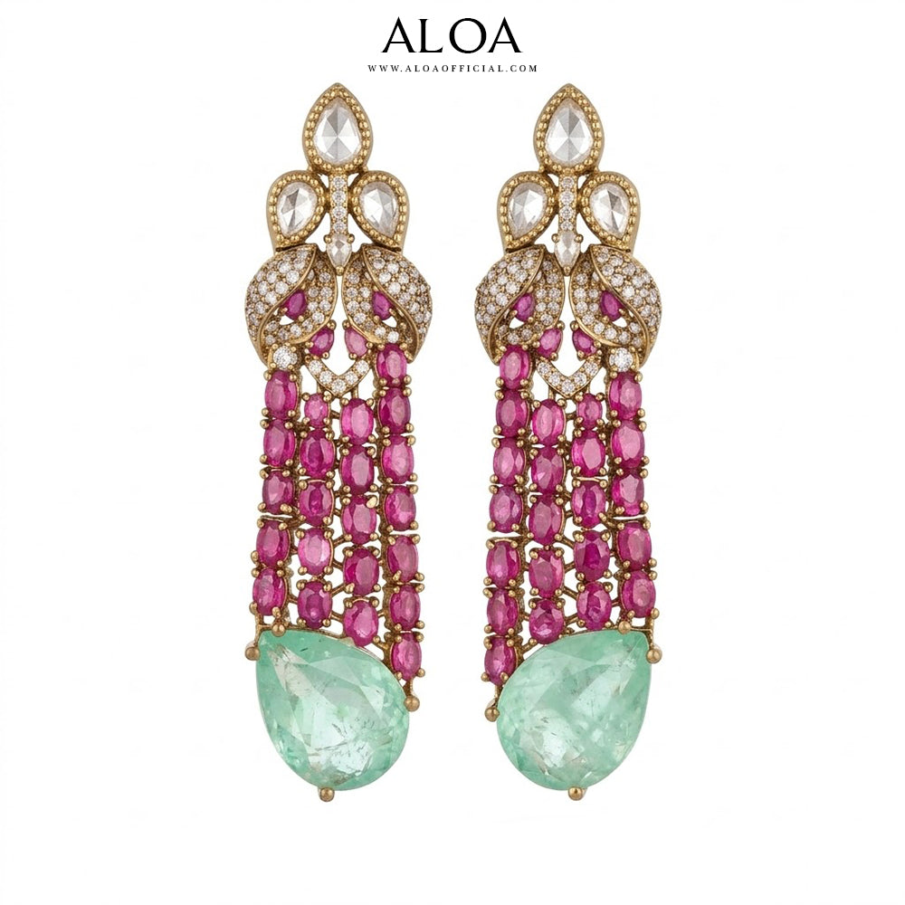 Ruby Strand & Mint Emerald Statement Set