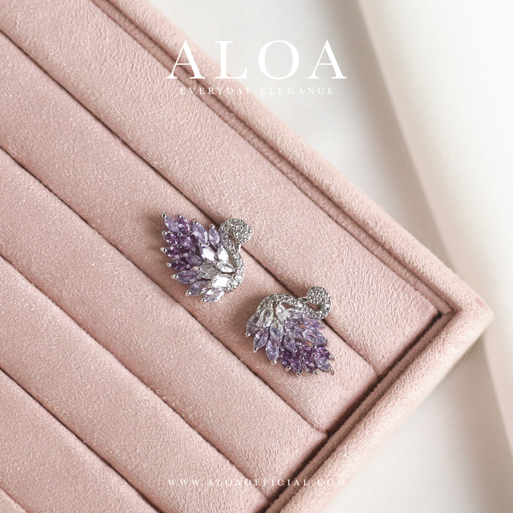 Purple Swan Earrings