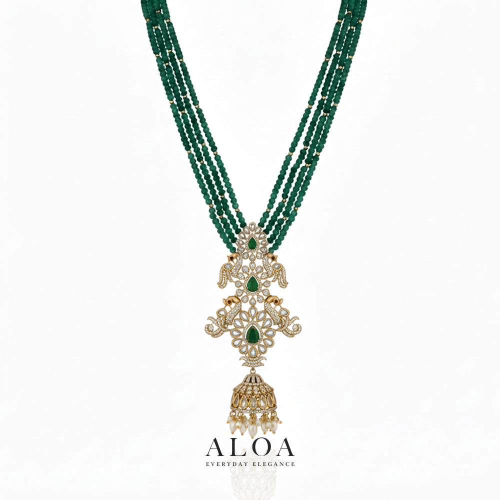 Royal Peacock Jhumka Necklace Set