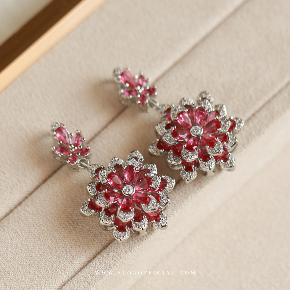 Rose Red Statement Earrings