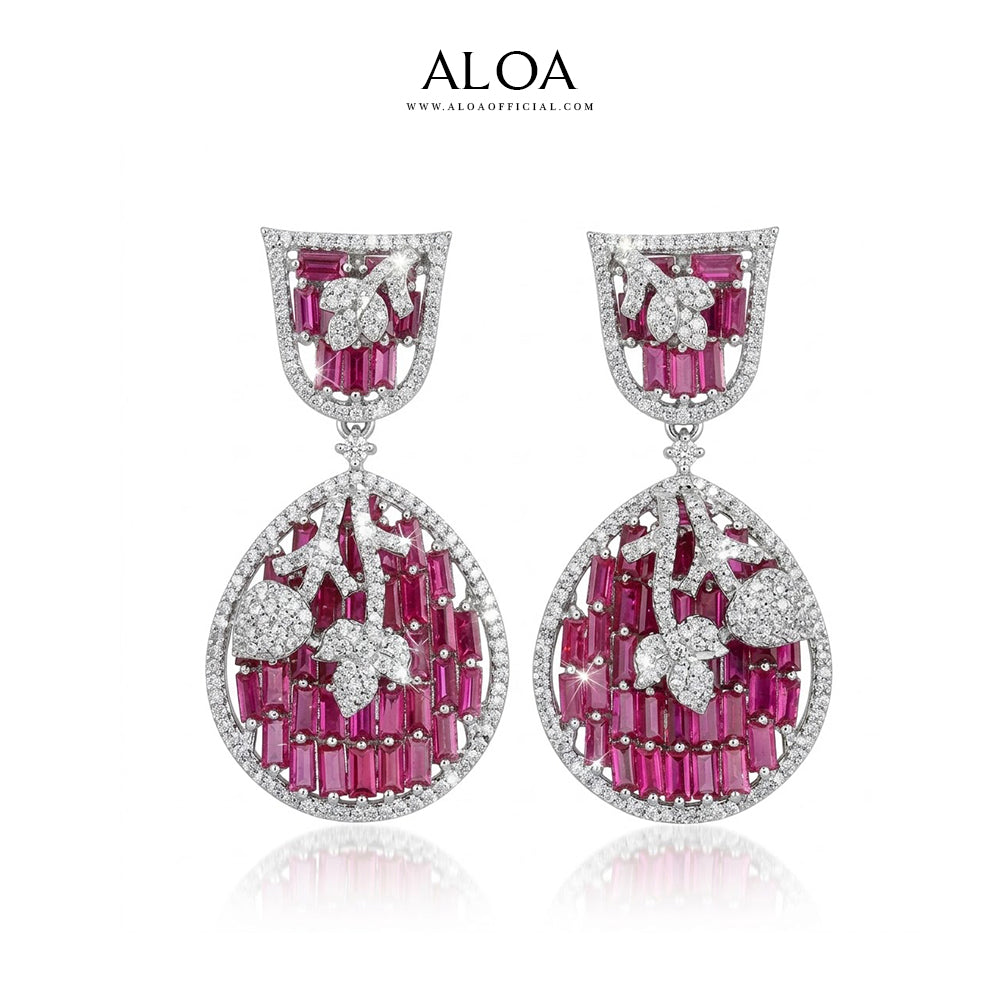 Ruby Floral Necklace Set