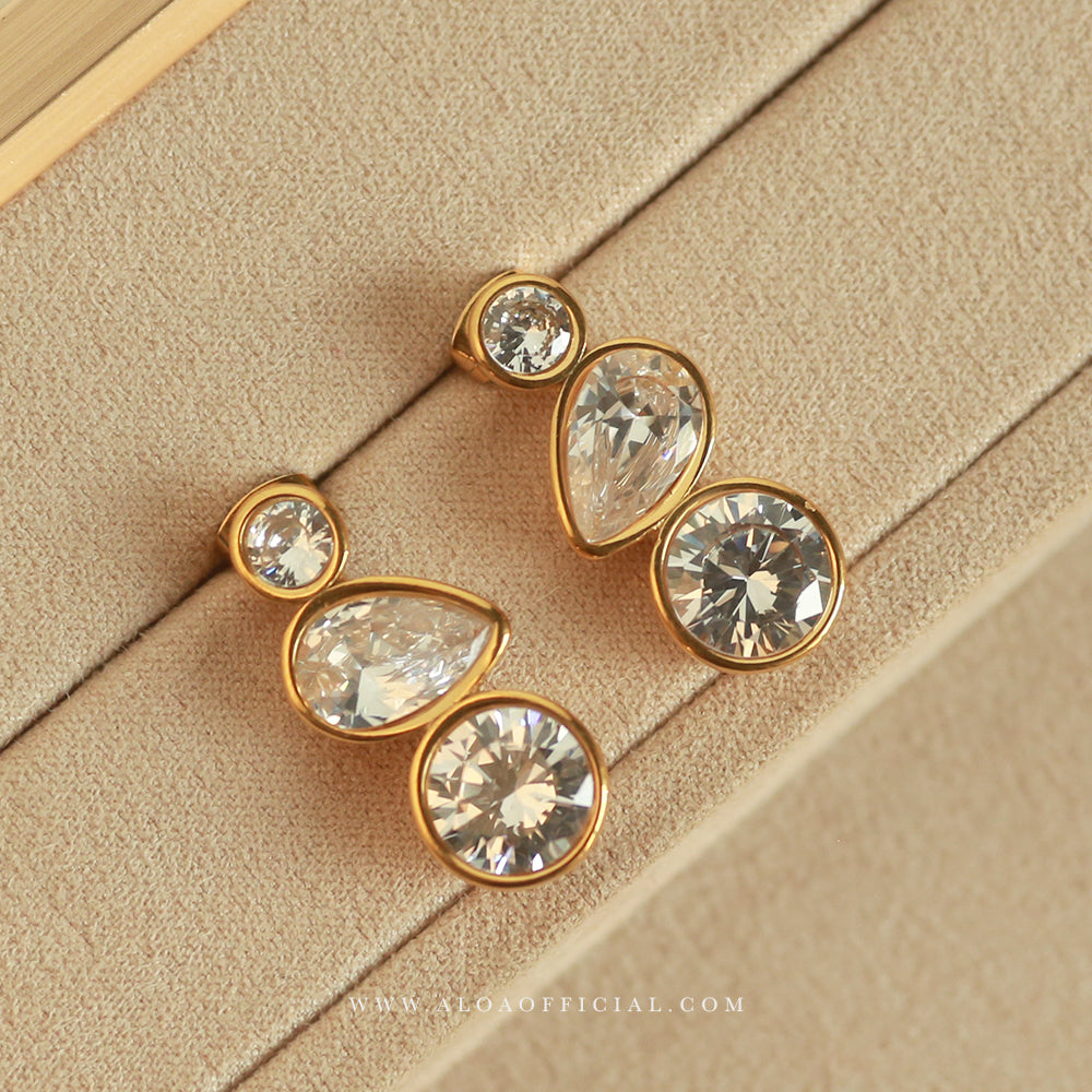 Bold Sparkle – Gold Plated CZ Statement Earrings