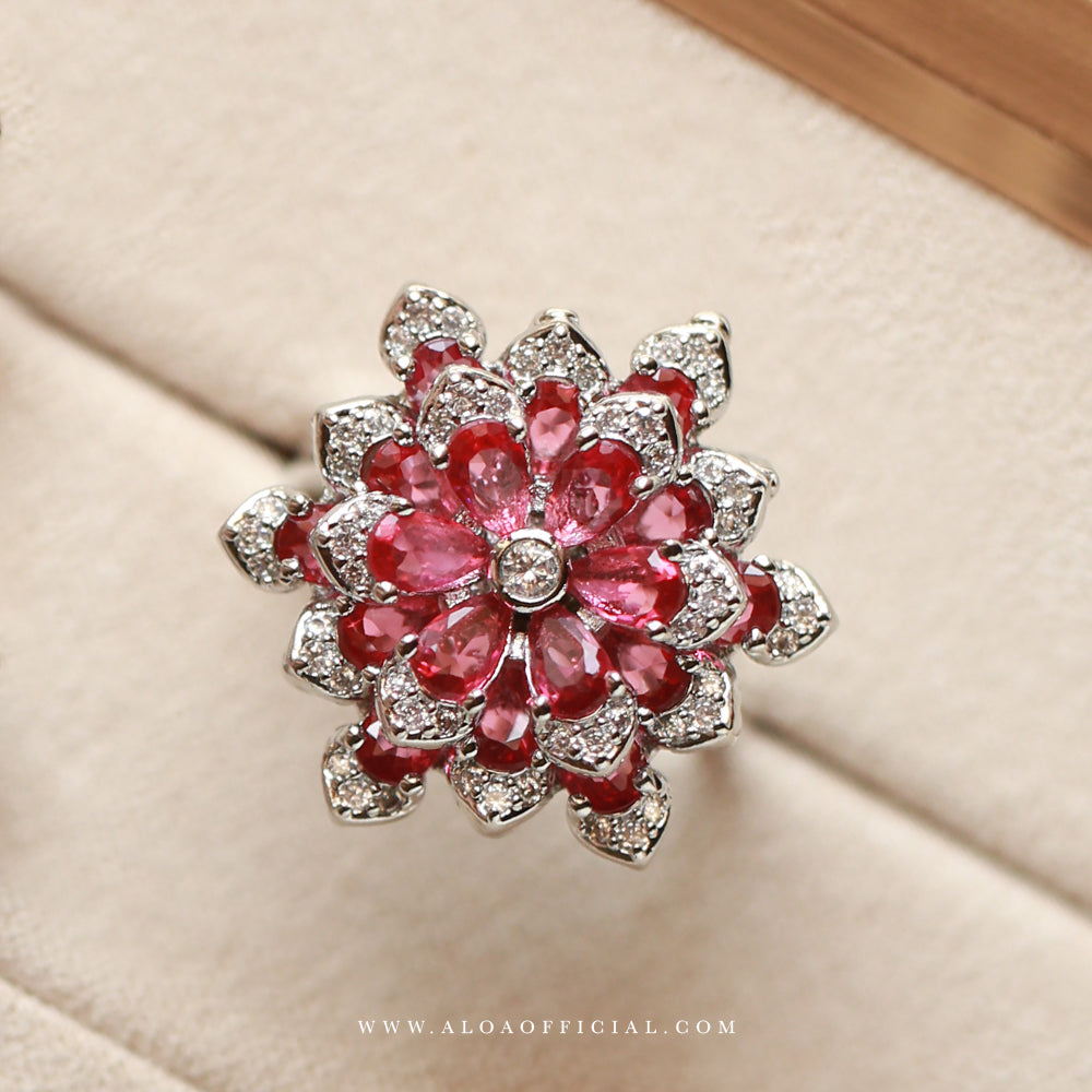 Rose Red CZ Statement Ring