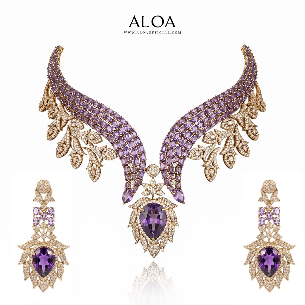 Golden Violet Necklace Set