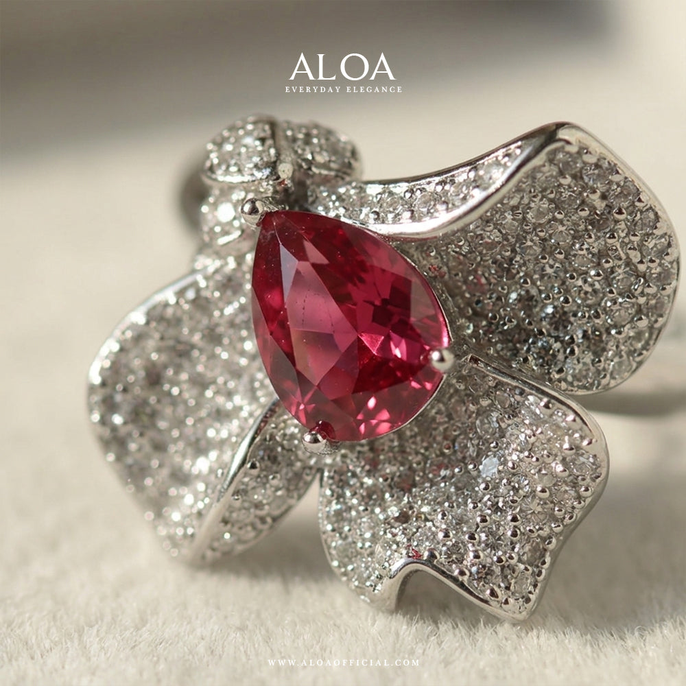 Ruby Blossom Adjustable Ring