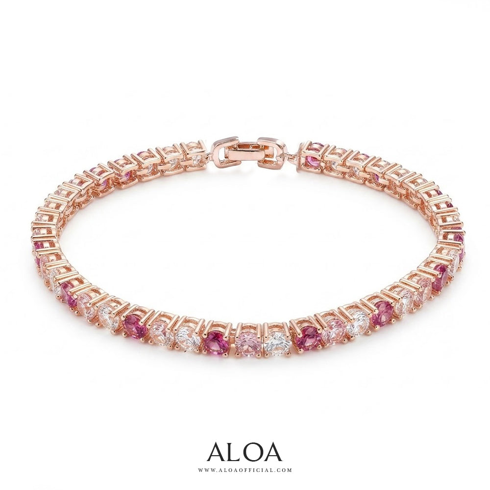 Ombre Rose Gradient CZ Tennis Bracelet