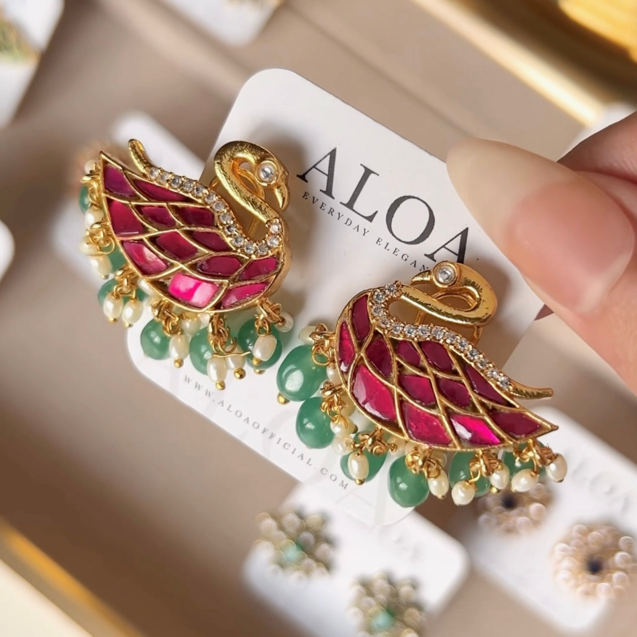 Swan Statement Screw Back Earrings