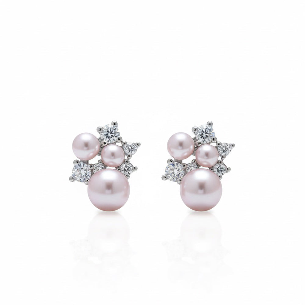 Pearl & CZ Cluster Studs