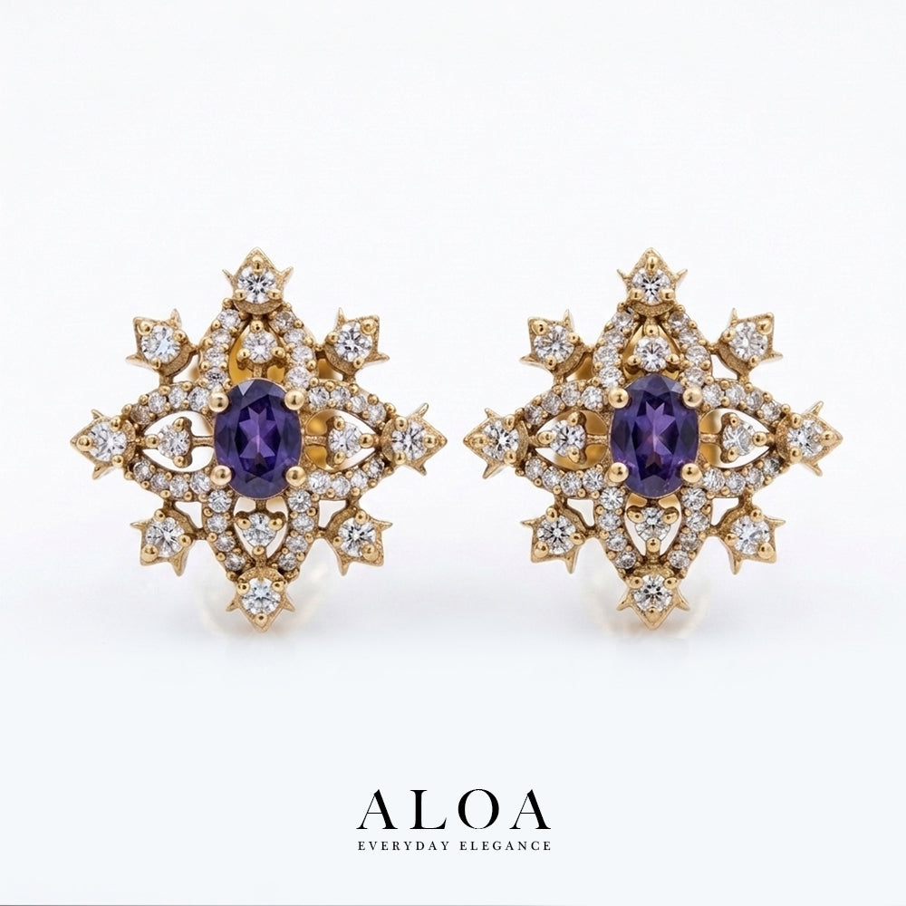 Royal Amethyst Starburst Studs