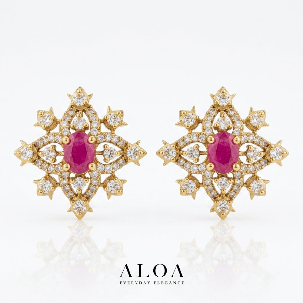 Crimson Starburst Studs