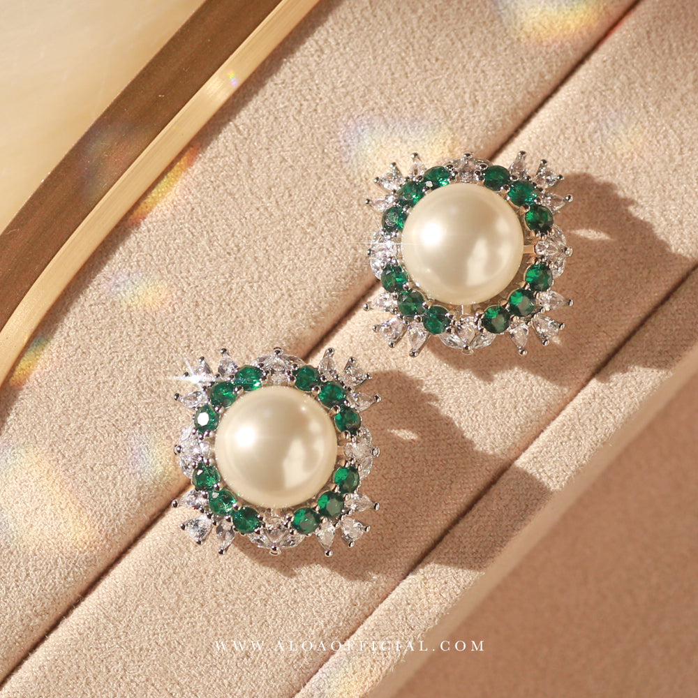 Royal Halo Pearl & CZ Studs