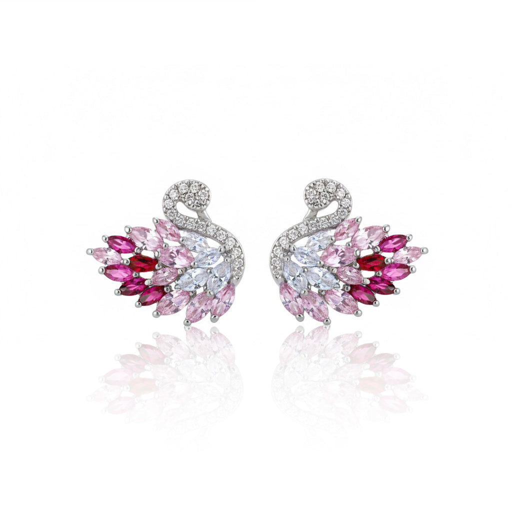 Swan Serenade: CZ Swan Earrings