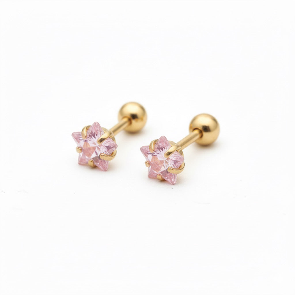 Pink Star Studs