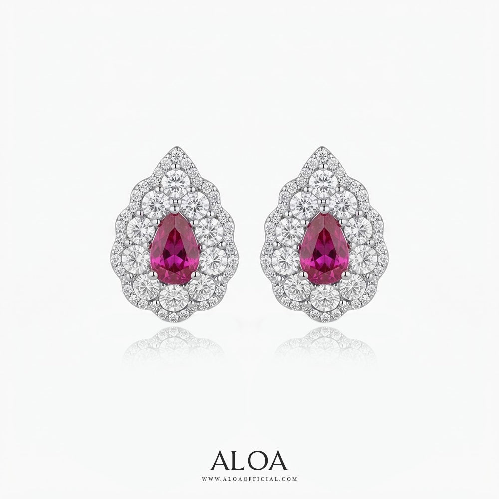 Crimson Romance CZ Halo Studs