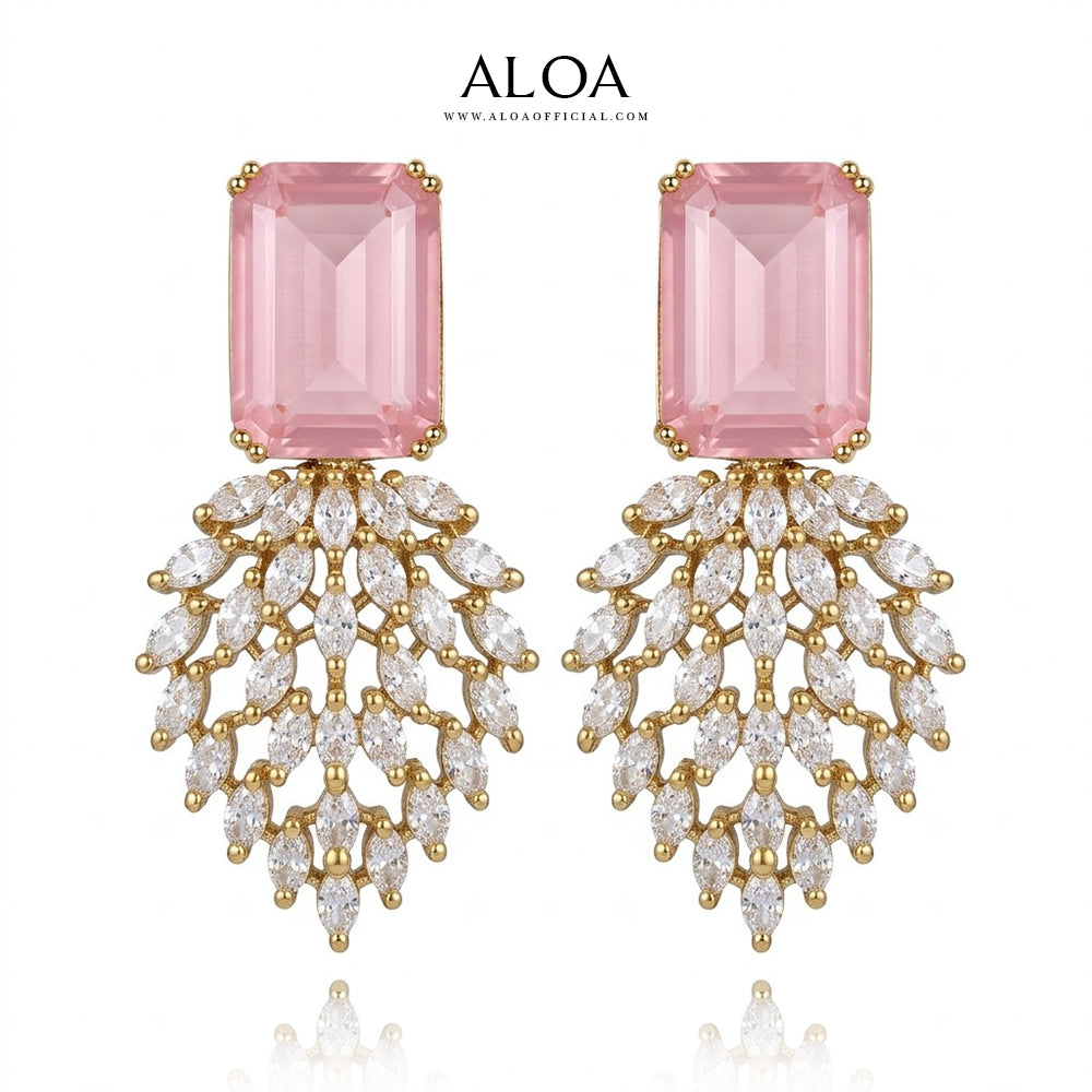 Pink Cz Necklace Set