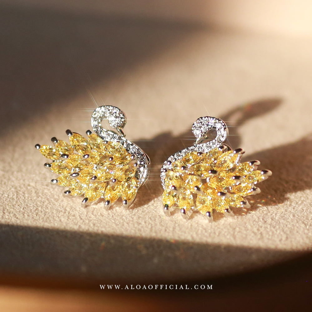 Yellow Swan Earrings