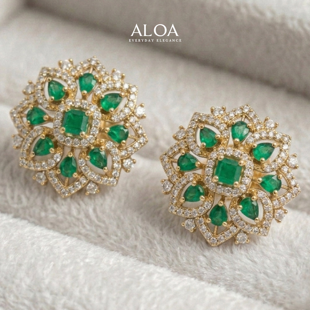 Emerald Mandala Studs