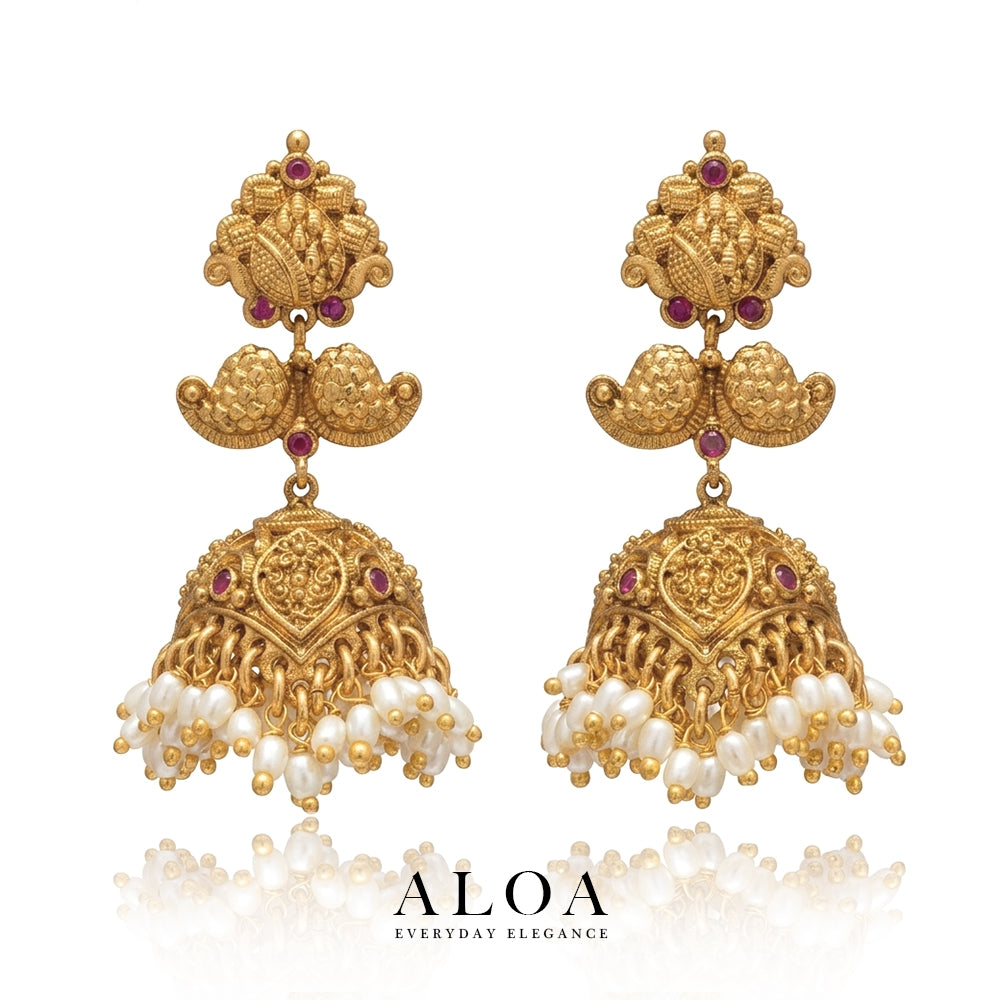 Antique Kempu Heritage Jhumkas