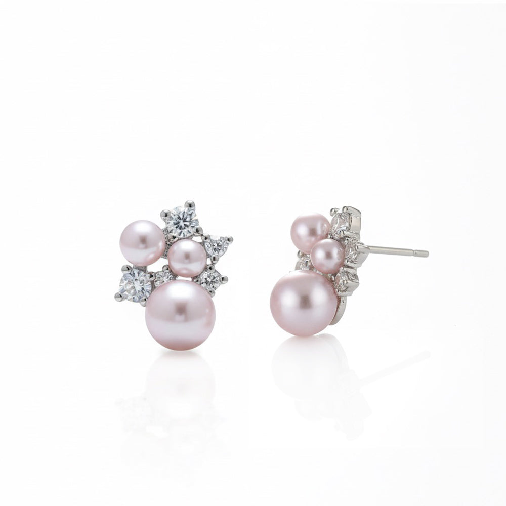Pearl & CZ Cluster Studs
