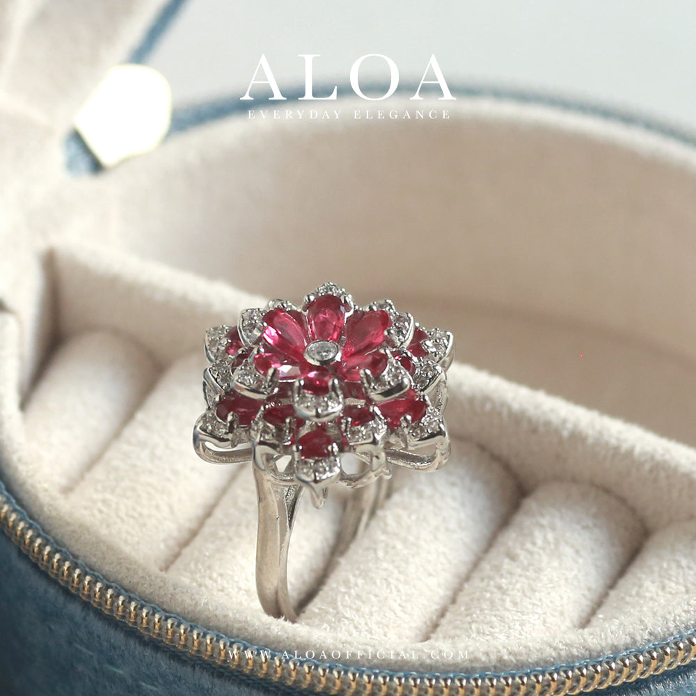 Rose Red CZ Statement Ring