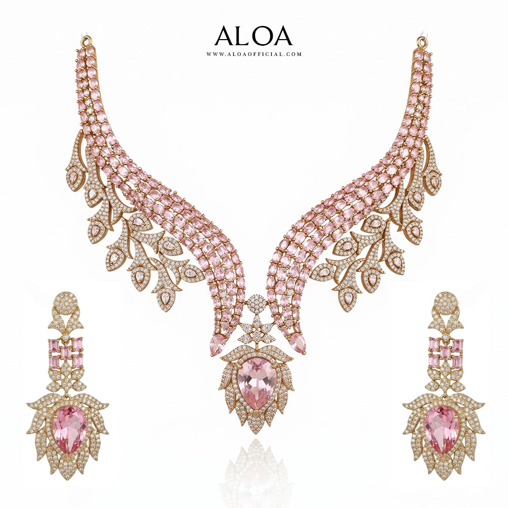 Sunset Rose Necklace Set
