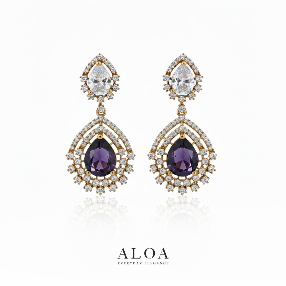 Amethyst Halo Teardrops