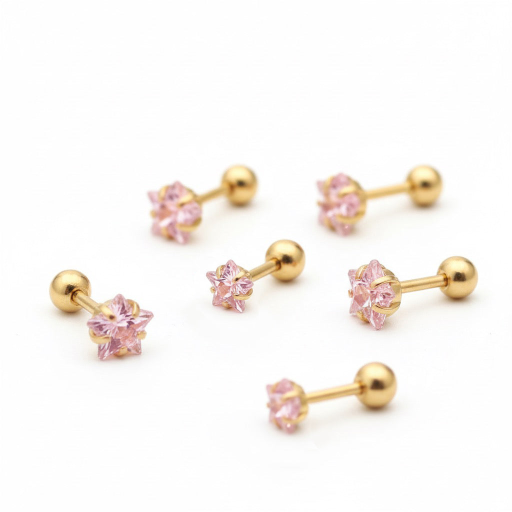 Pink Star Studs