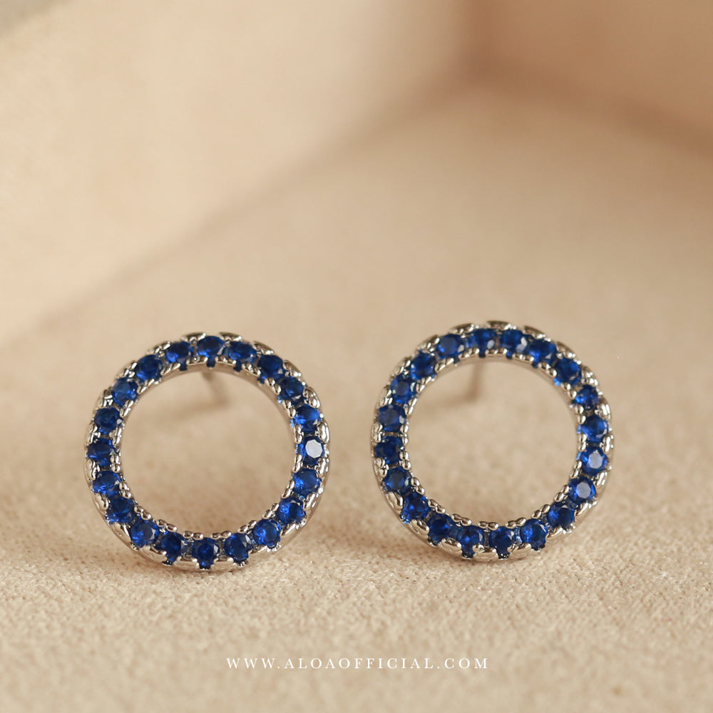 Blue CZ Halo Studs
