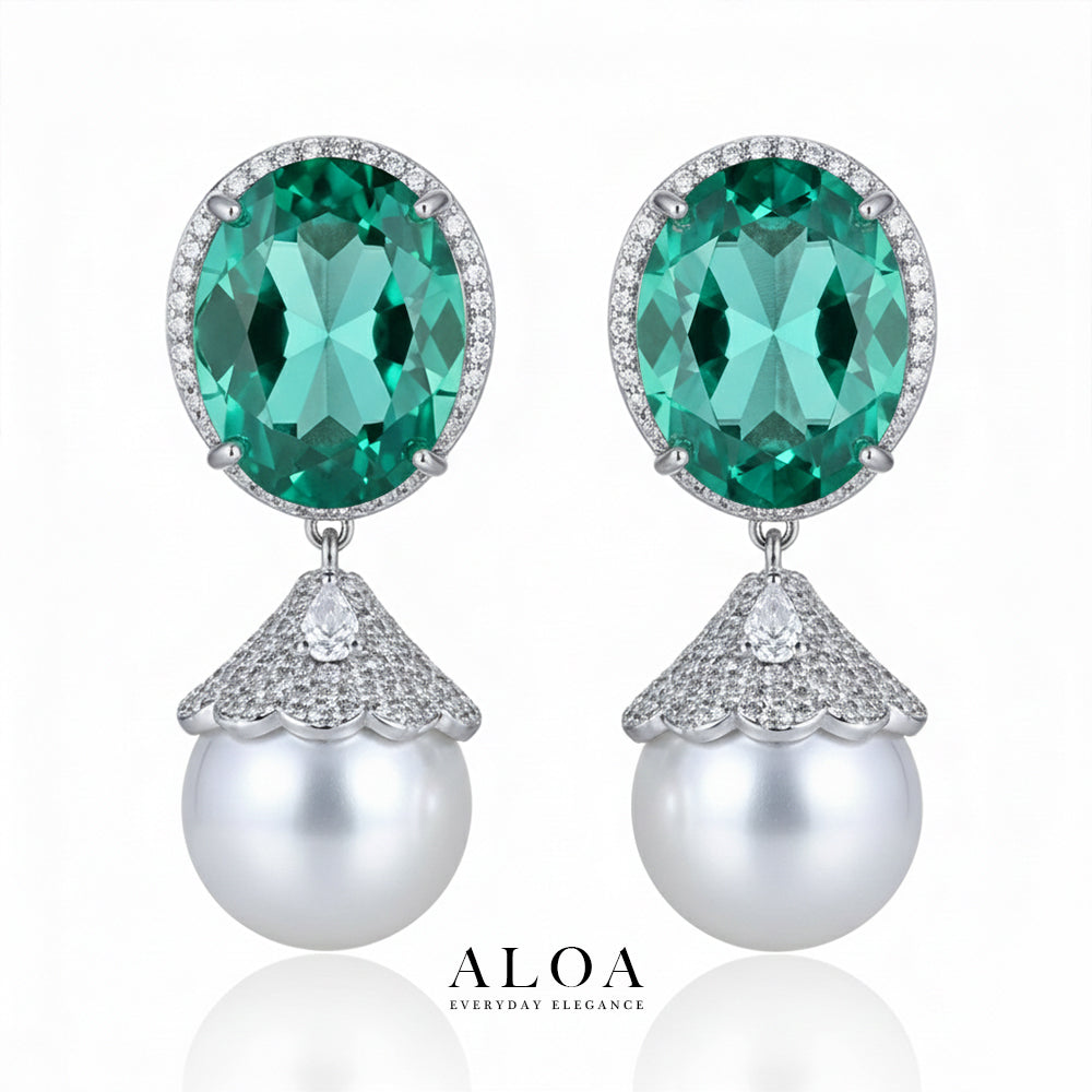 Green Solitaire Pearl Drops