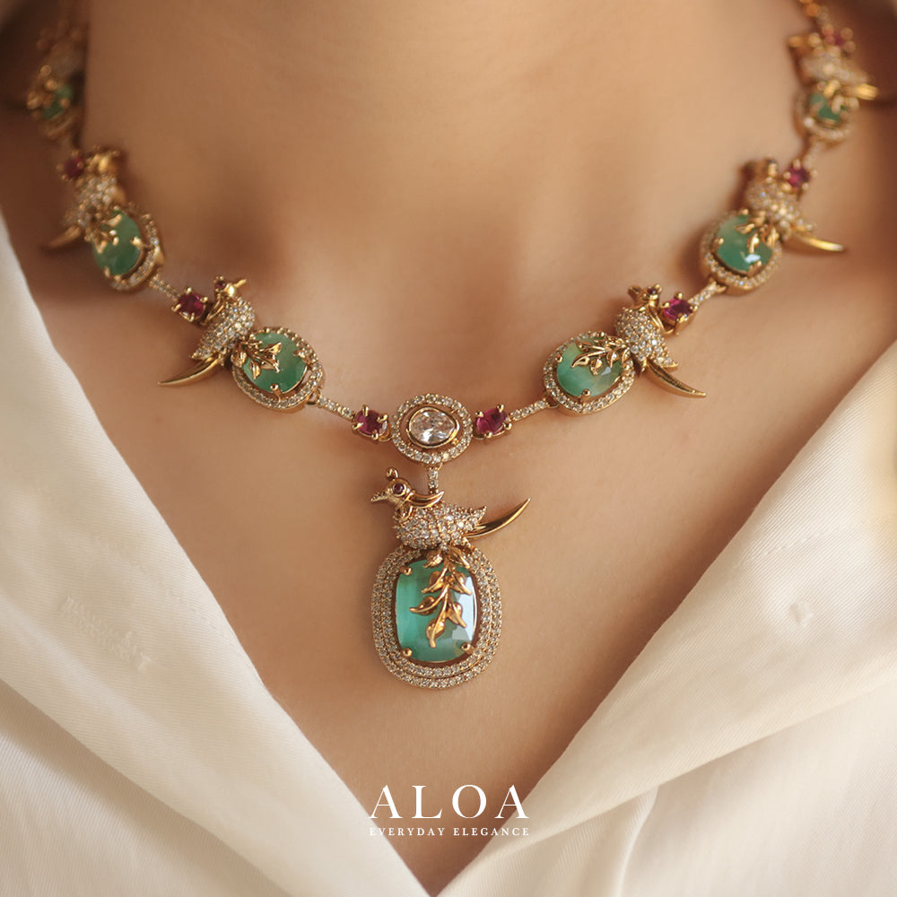 Mint Songbird Necklace Set