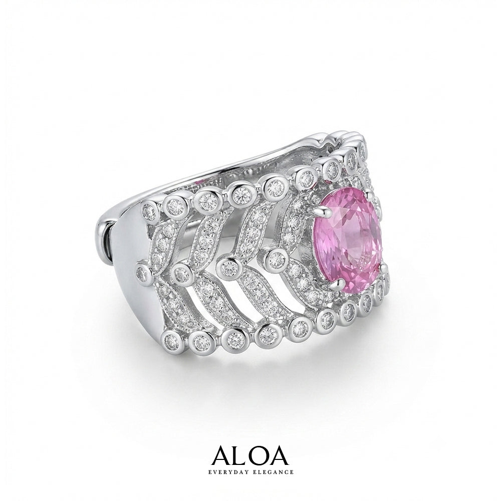 Pink Oasis Lattice Ring