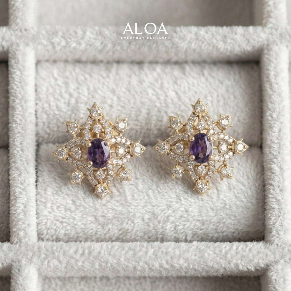 Royal Amethyst Starburst Studs