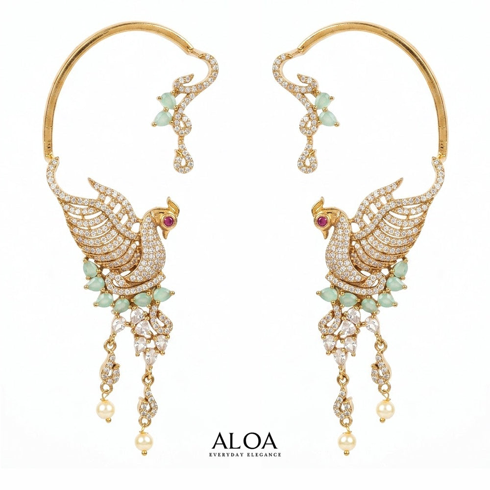 Majestic Winged Peacock Antique Cuffs