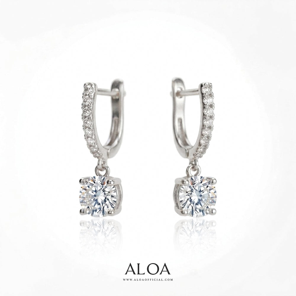 Solitaire Leverback Drop Earrings