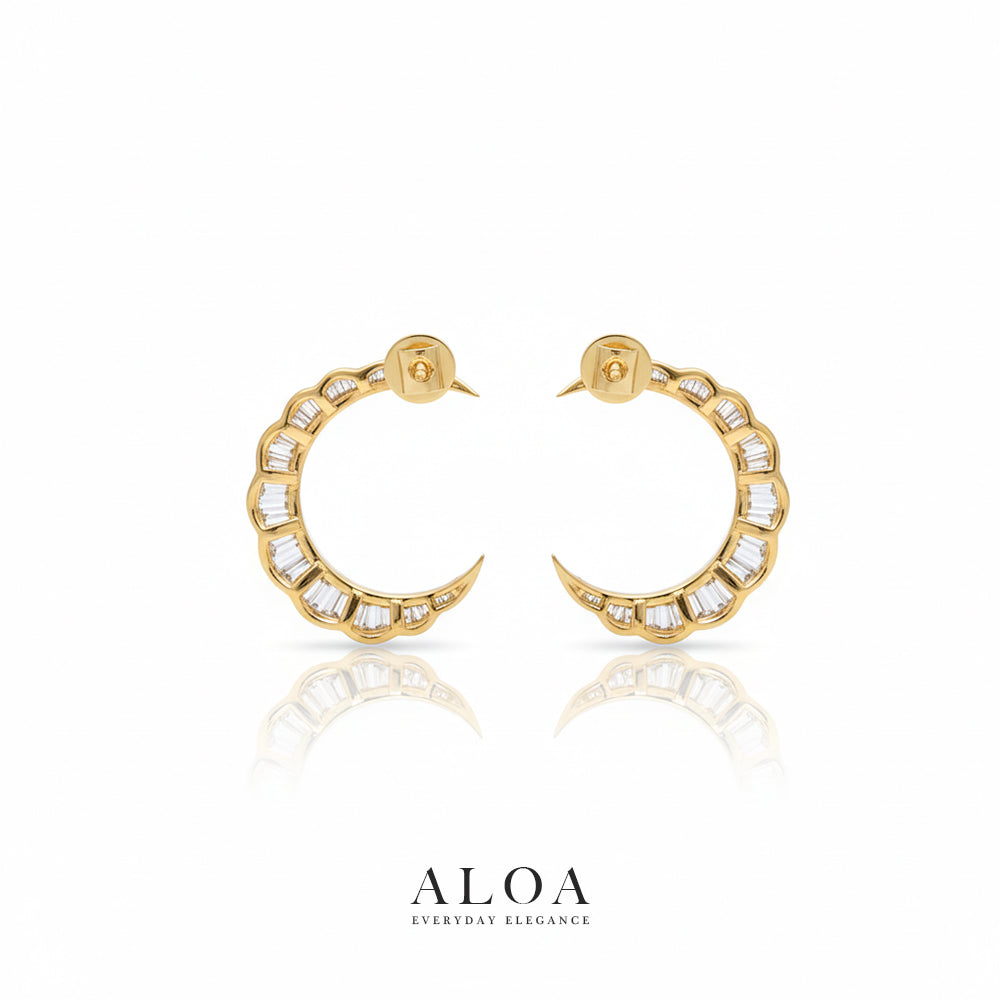 CZ Baguette Moon Studs