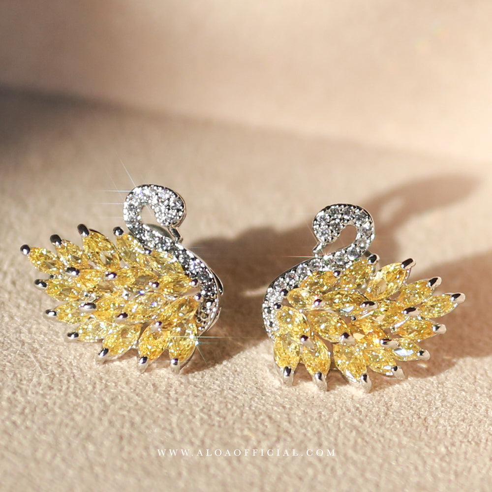 Yellow Swan Earrings
