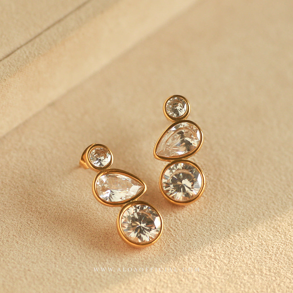 Bold Sparkle – Gold Plated CZ Statement Earrings