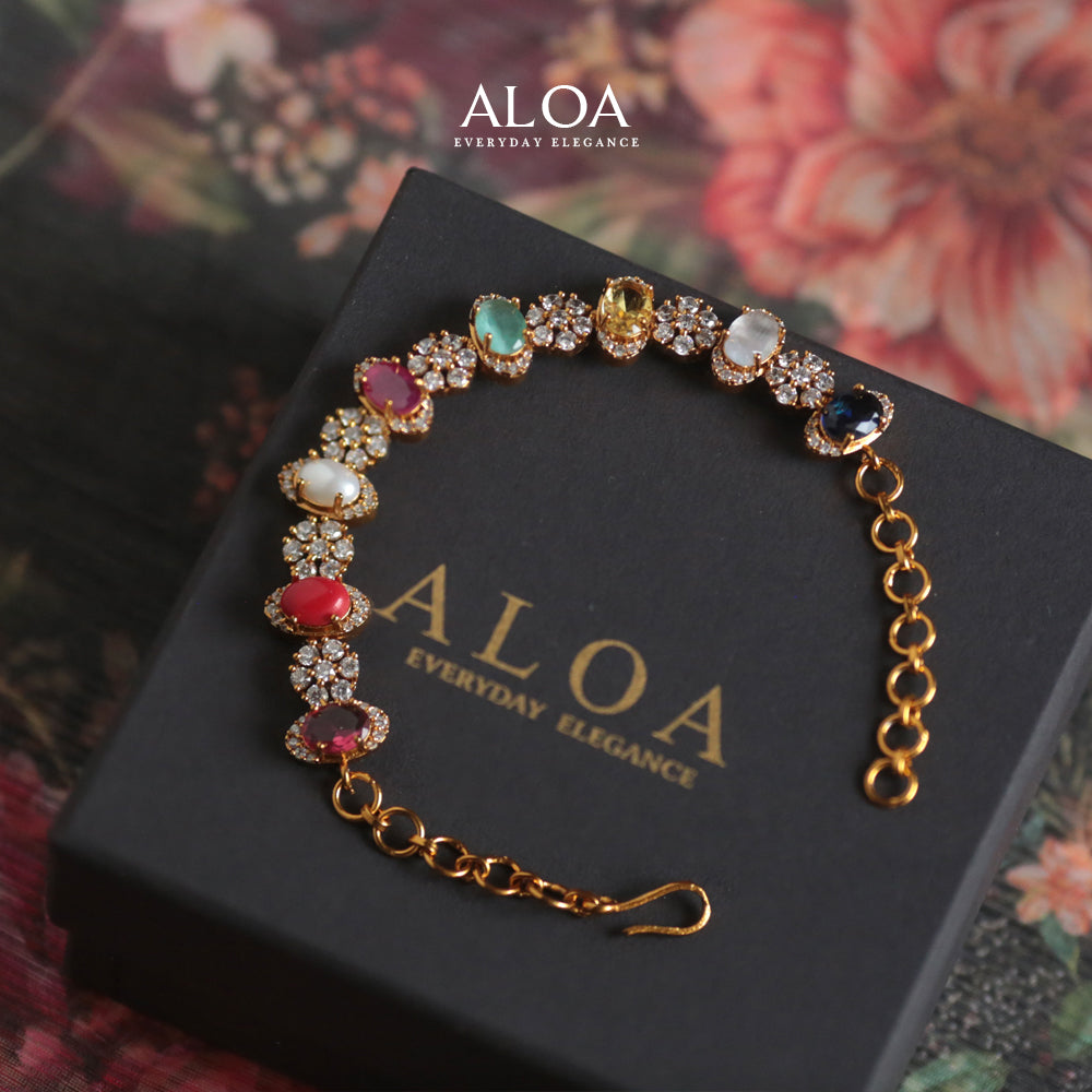 Navratna Heritage Multi-Gemstone Bracelet