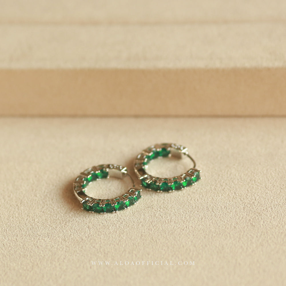 Green CZ Hoops