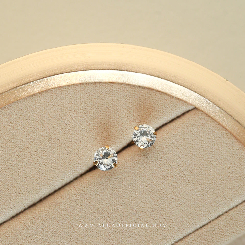 Golden CZ Screw Back Studs
