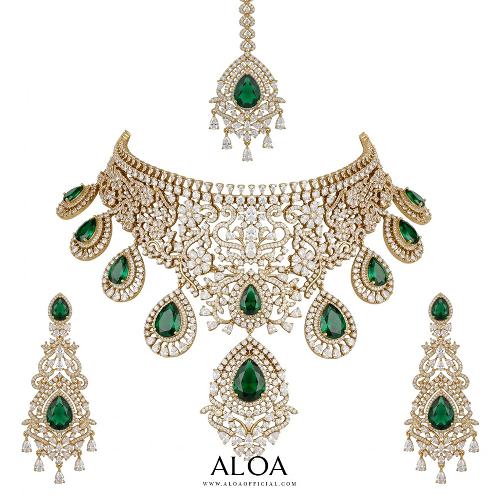 Emerald Cz Bridal Set