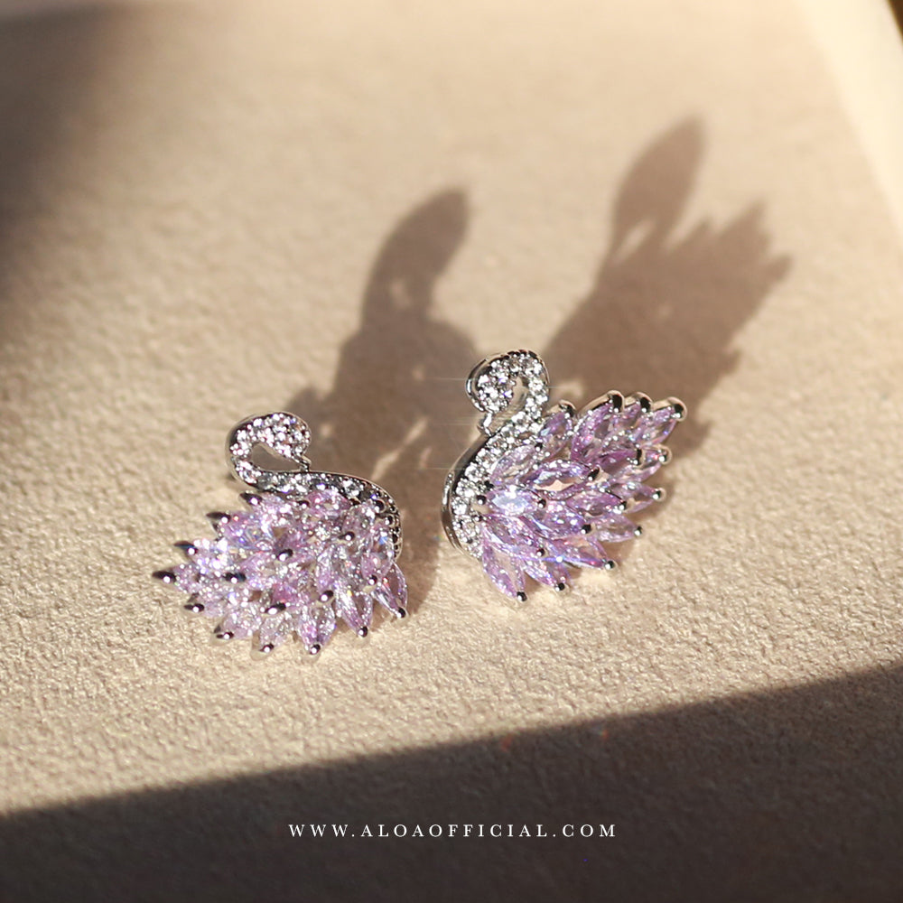 Purple Swan Earrings