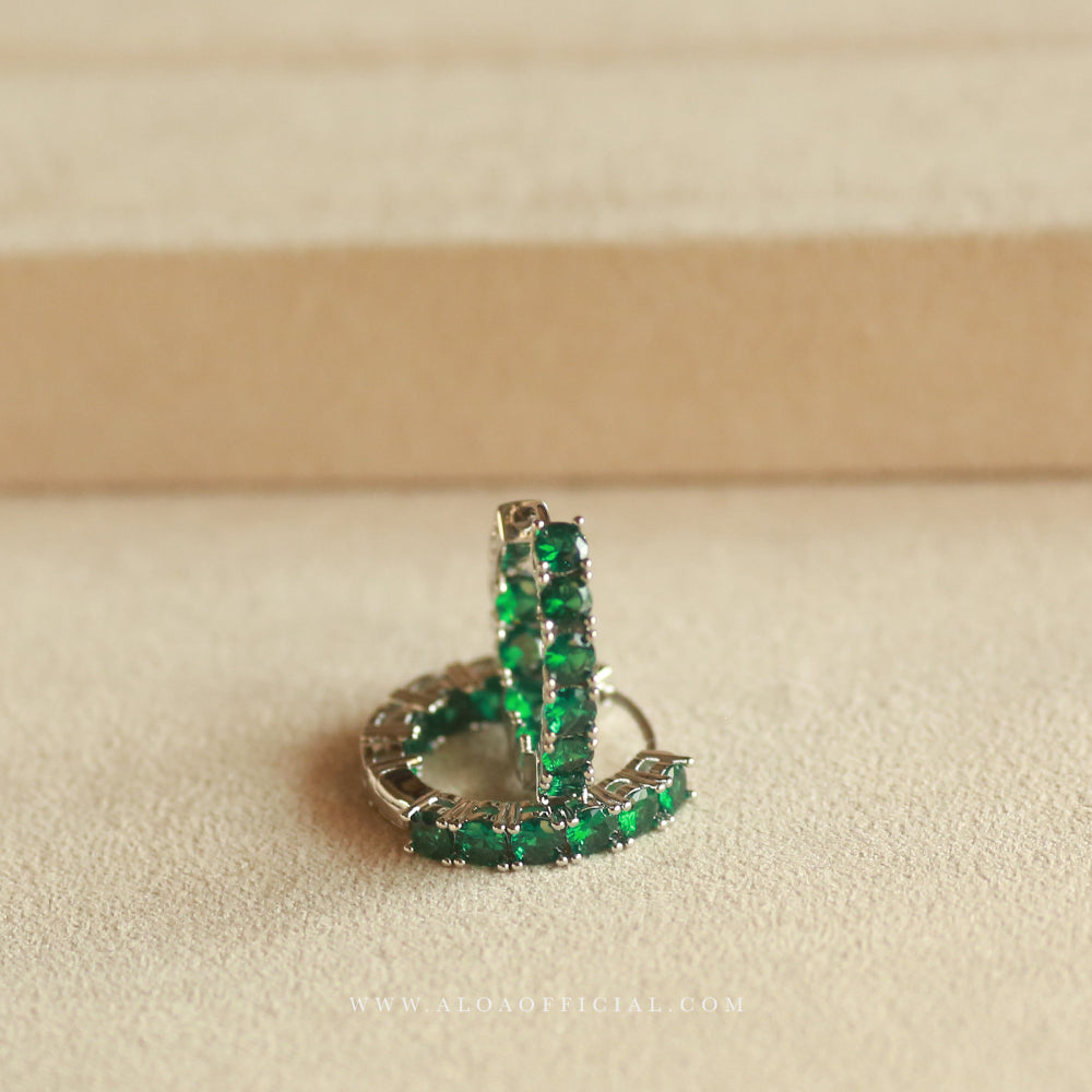 Green CZ Hoops
