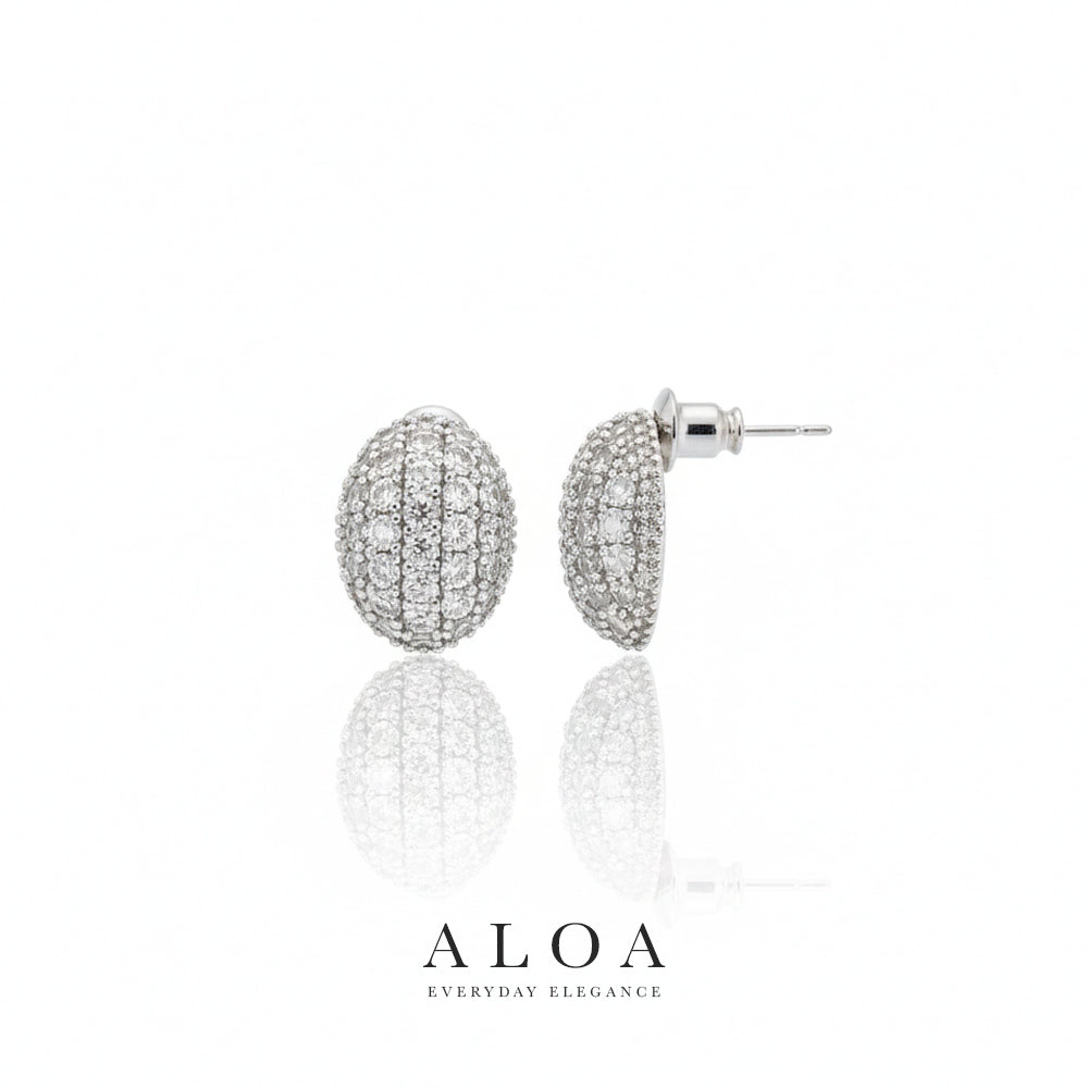 Oval Dome CZ Studs