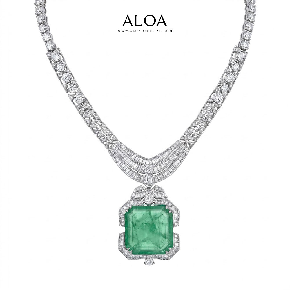 Emerald Cut Doublet Necklace Set