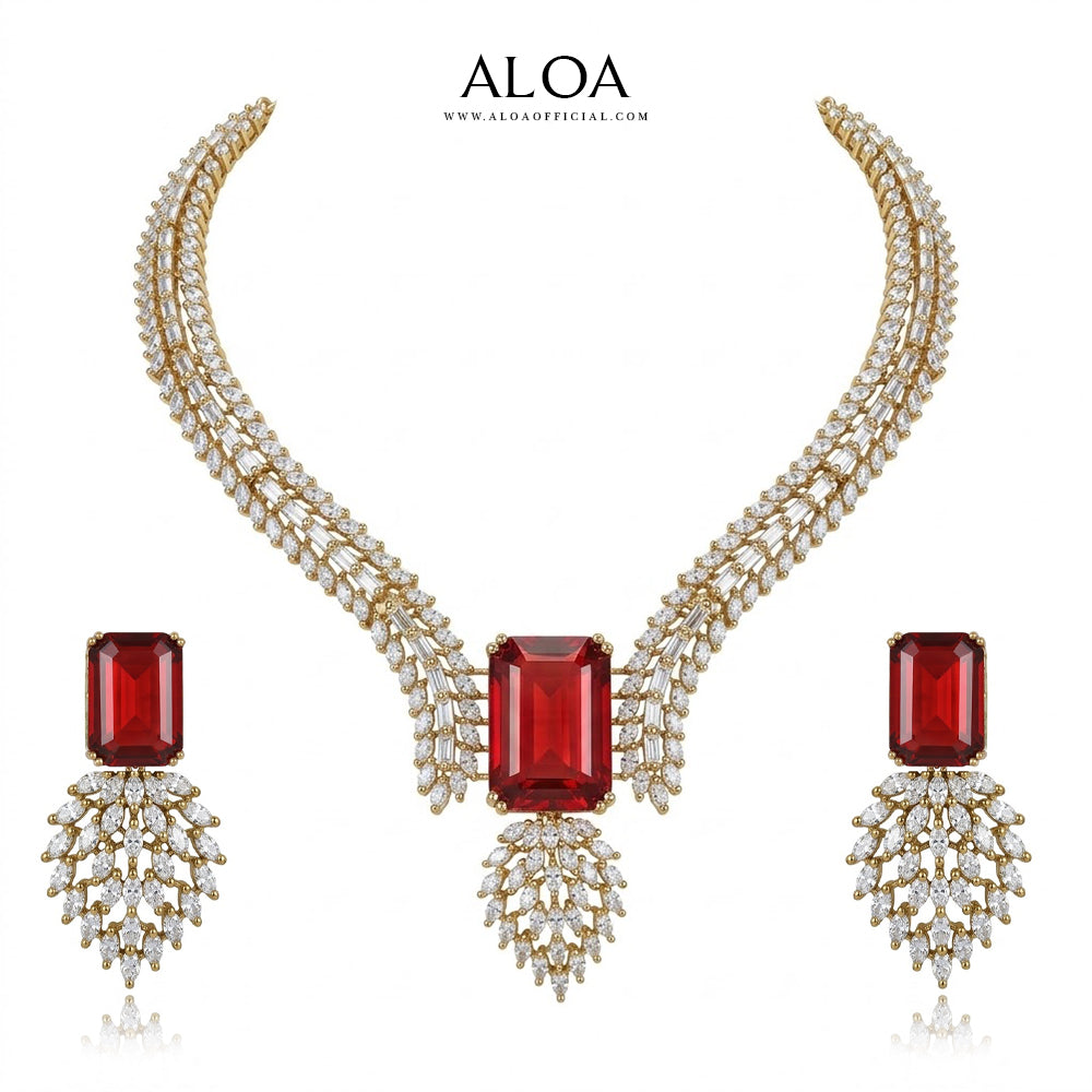 Ruby Gold Necklace Set
