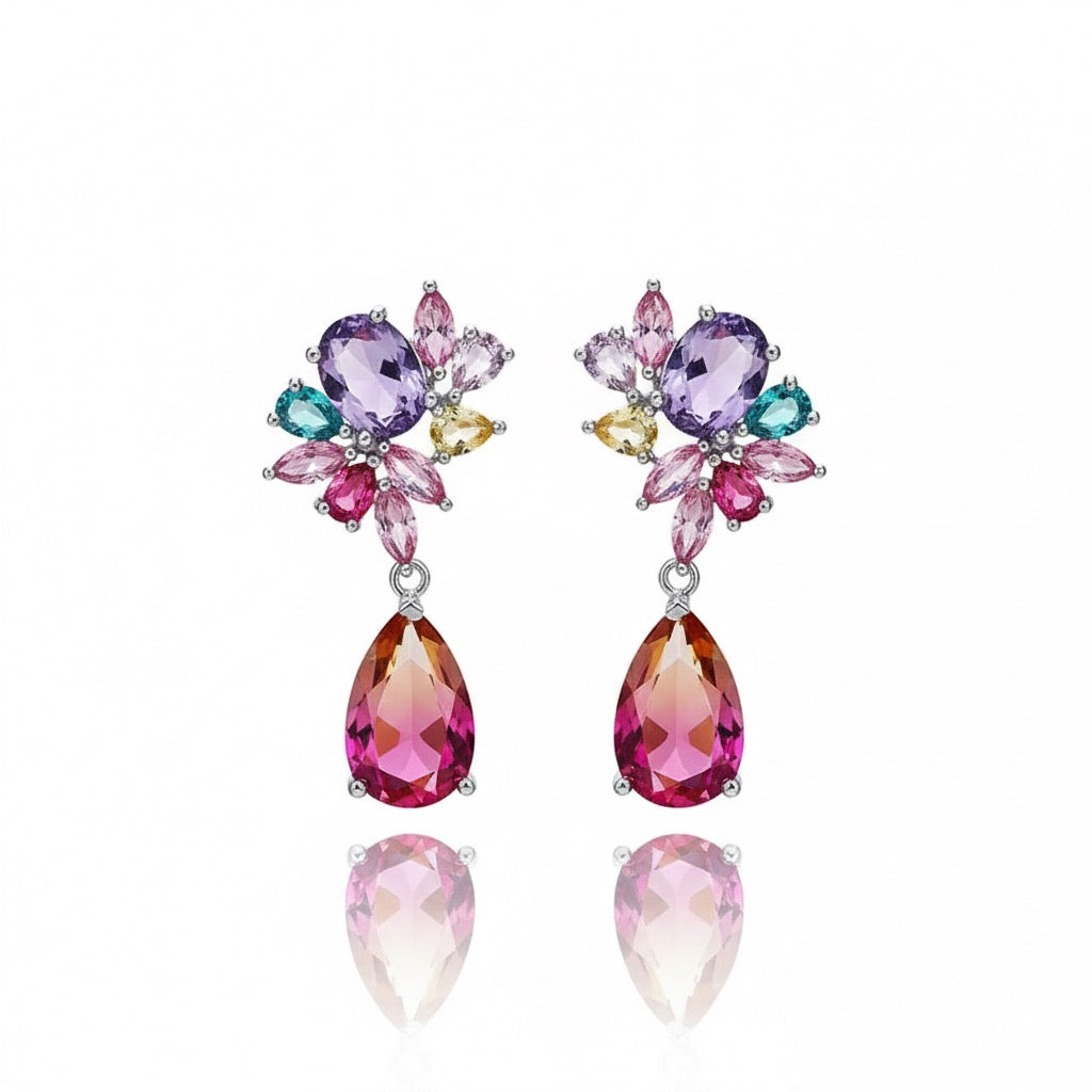 Multi-Color CZ Dangle Earrings