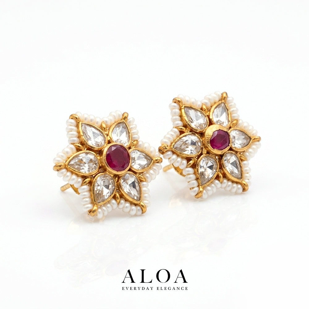 Petal Bloom CZ & Pearl Studs